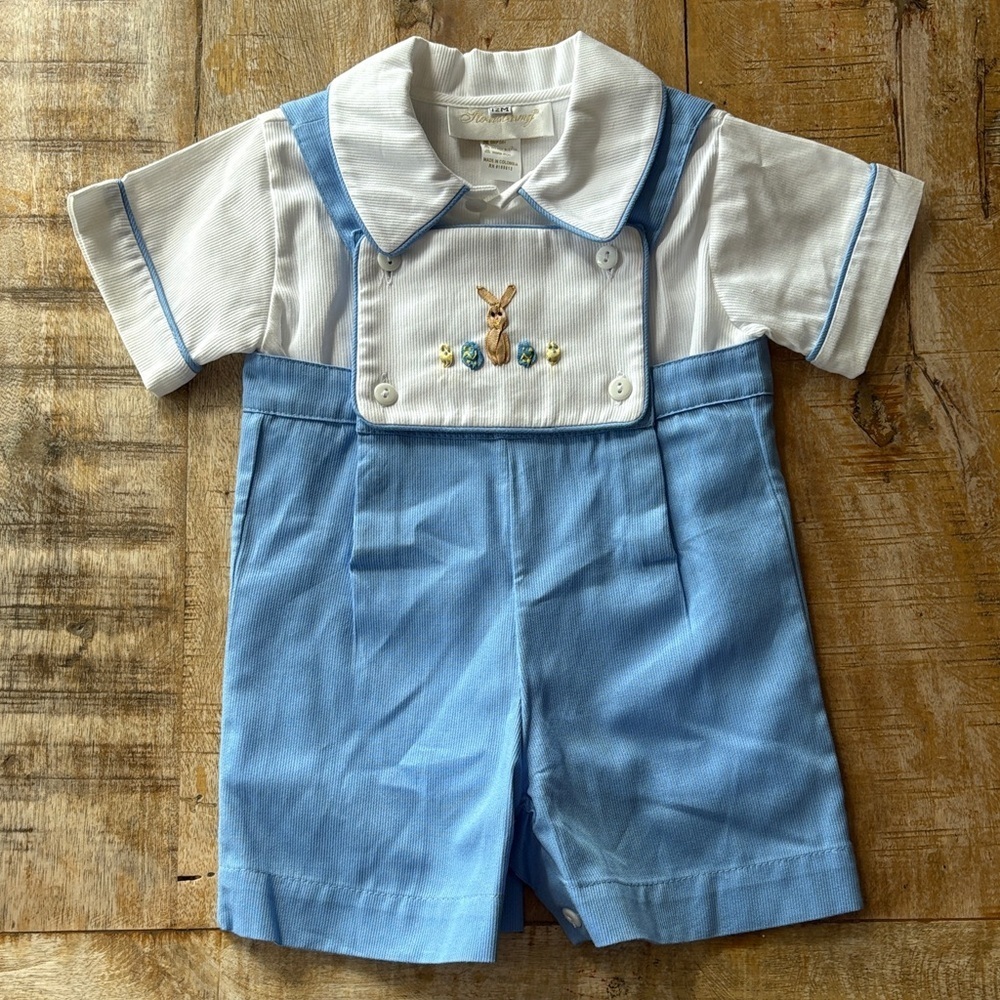 NWOT Strasburg Boys Bunny Romper 12m